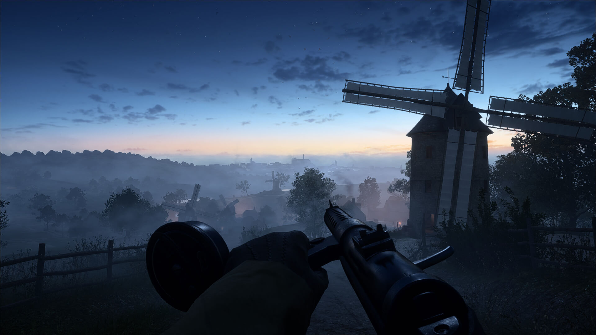 Battlefield 1 - Fucile d'assalto su sfondo notturno, vicino a un mulino a vento