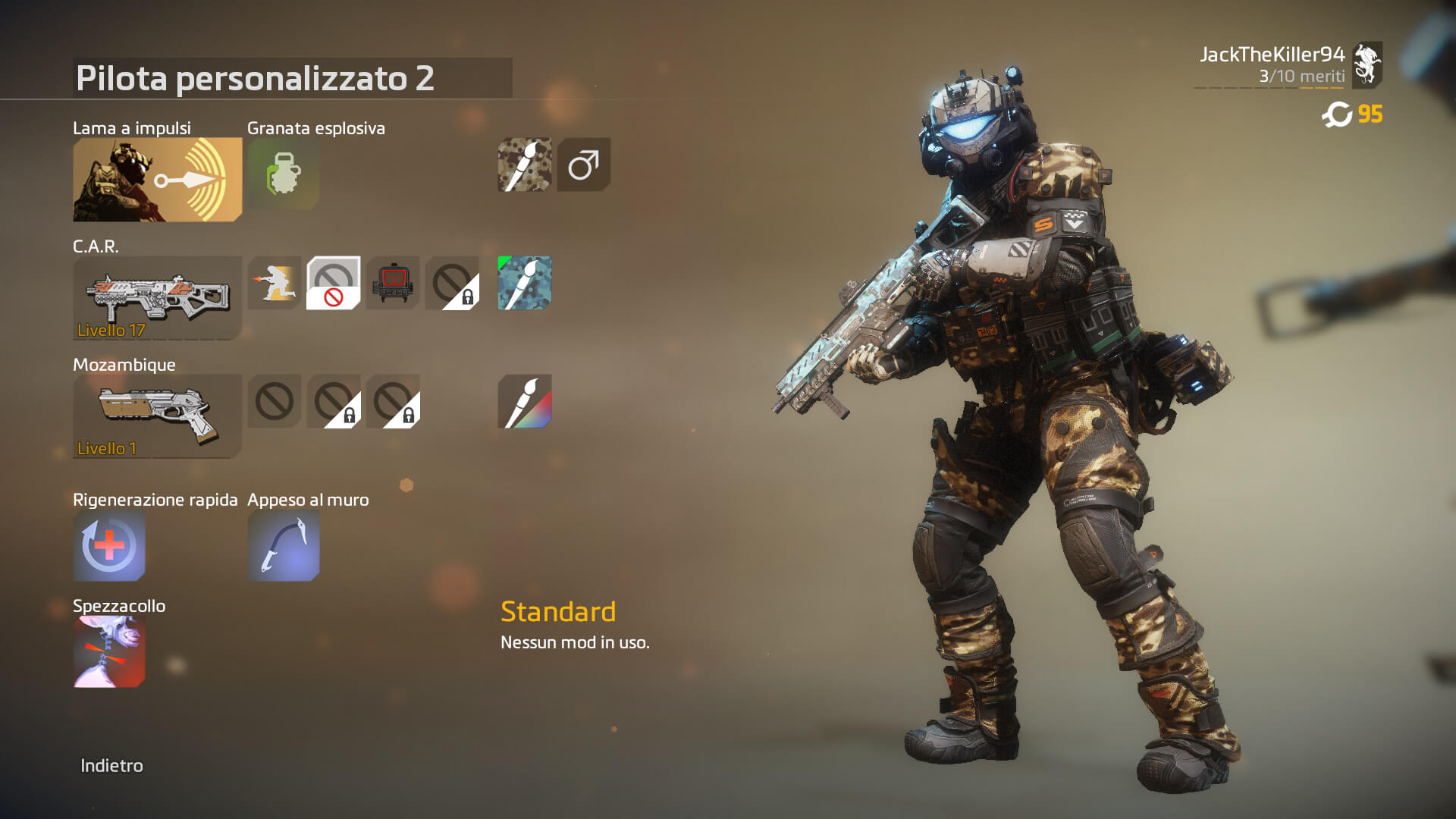 Titanfall 2 - menu di personalizzazione del pilota