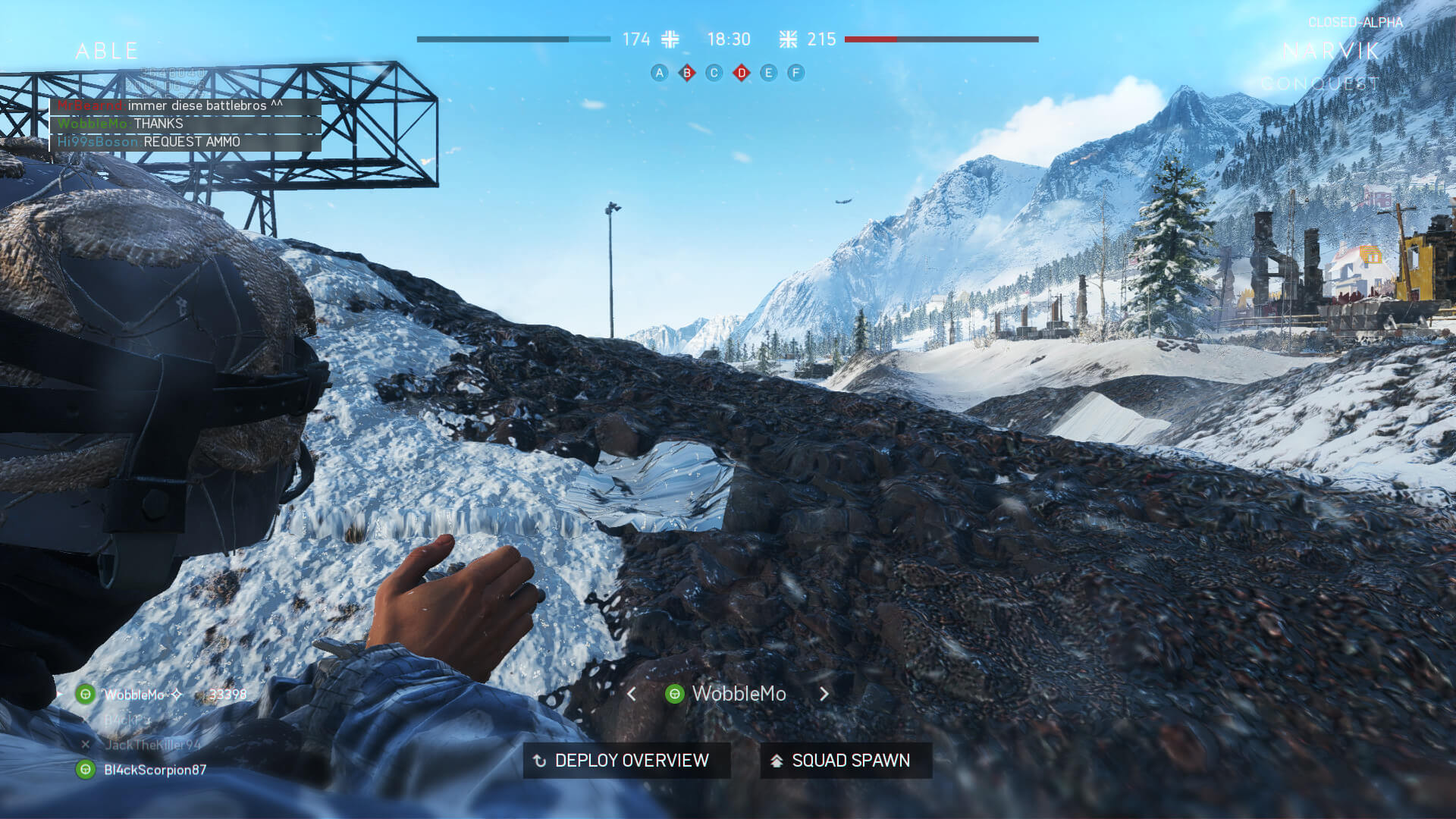 Battlefield V Close Alpha - Schermata respawn compagni