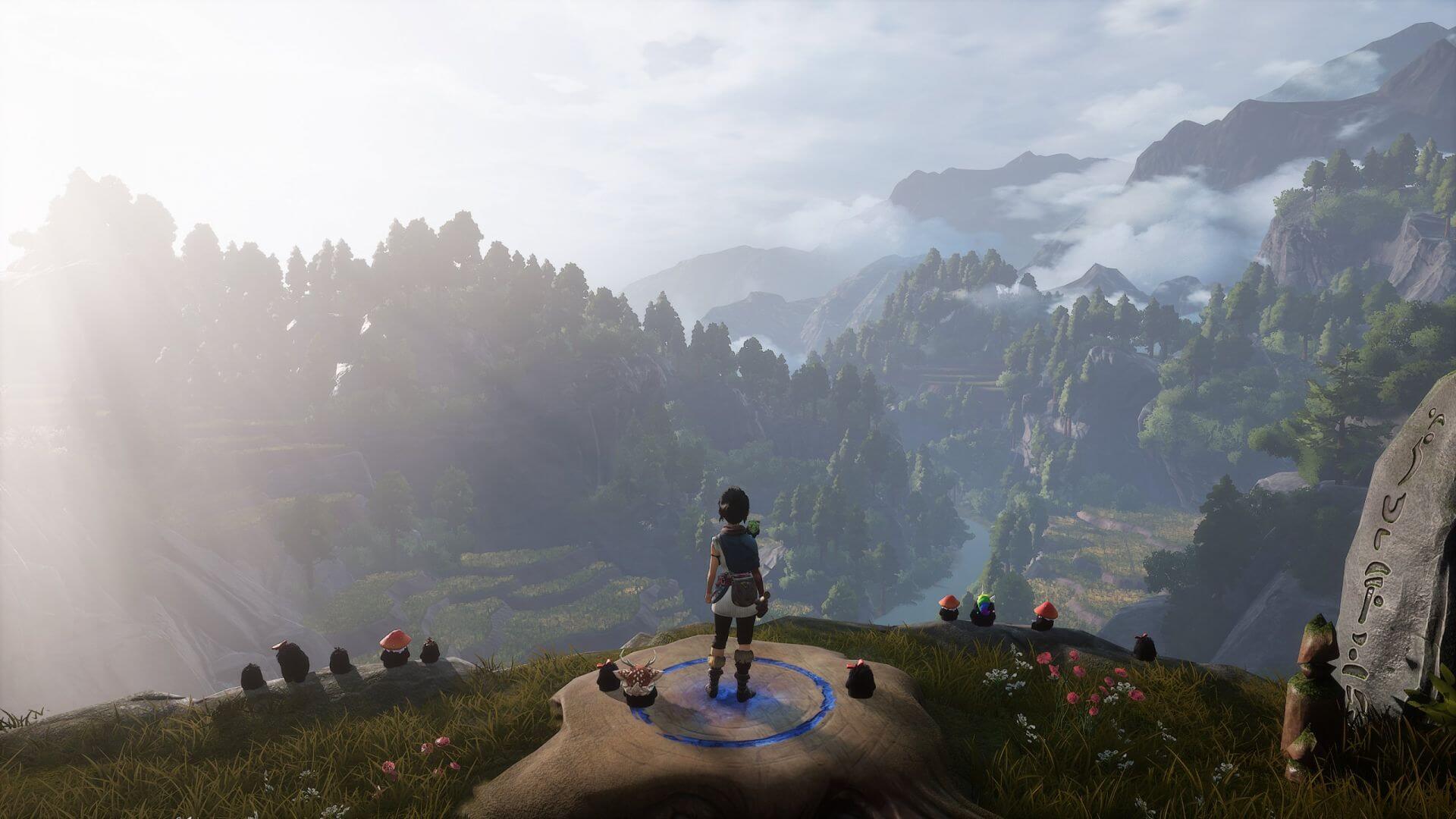 Kena: Bridge of Spirits - Kena guarda il paesaggio con i suoi Rot