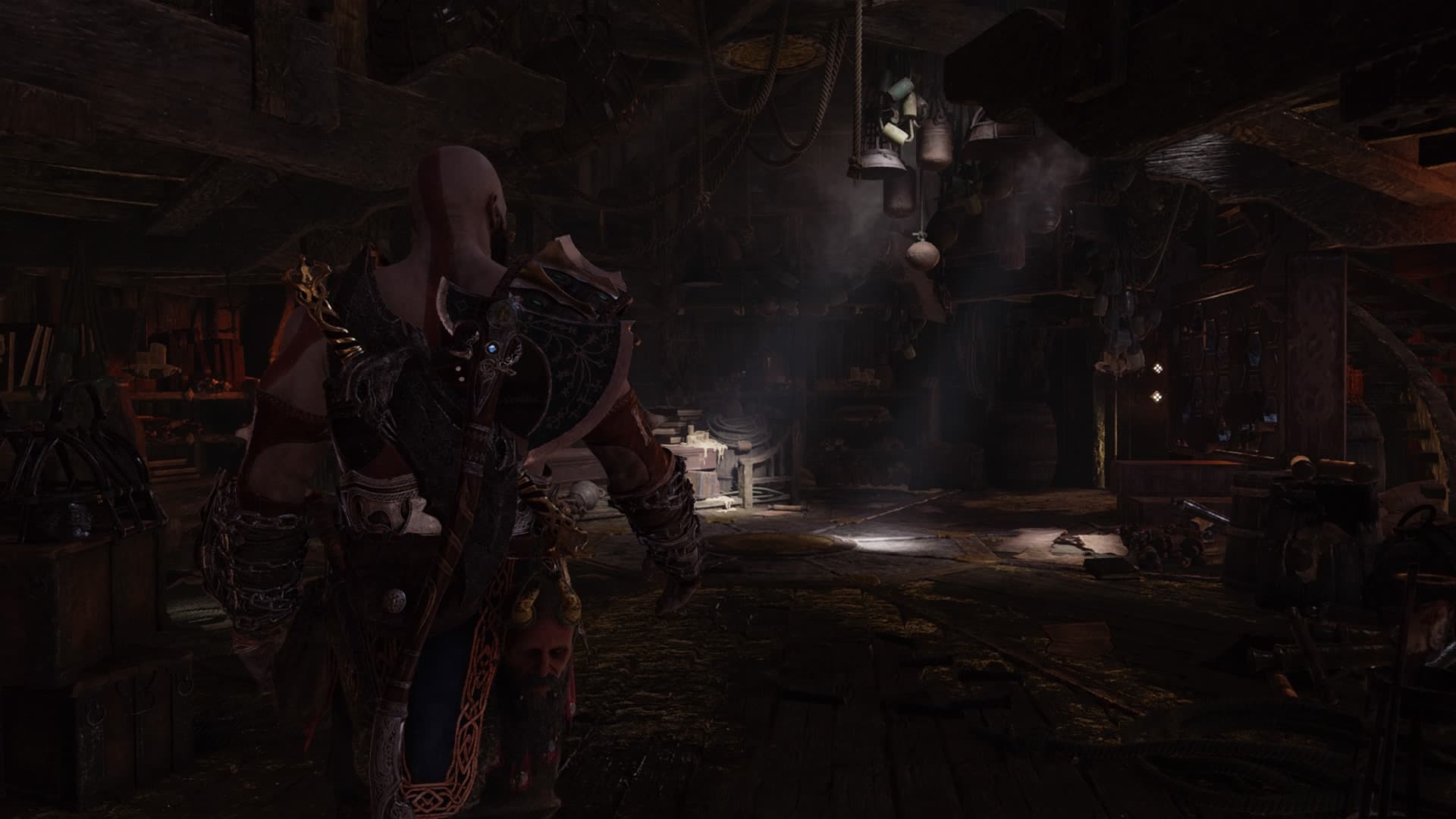 God of War: Ragnarök - Kratos in un negozio a Nidavellir