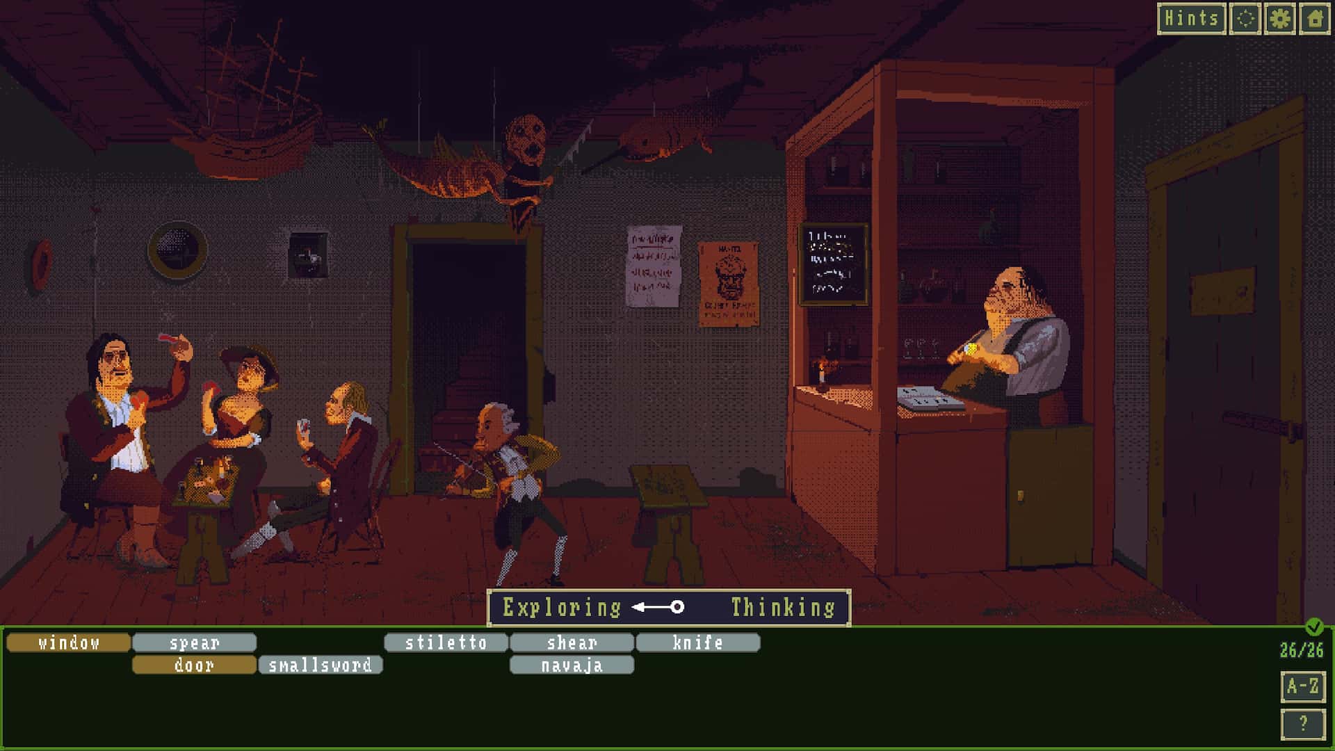 The Case of The Golden Idol - quarto scenario nella taverna in cui si gioca a carte e beve.