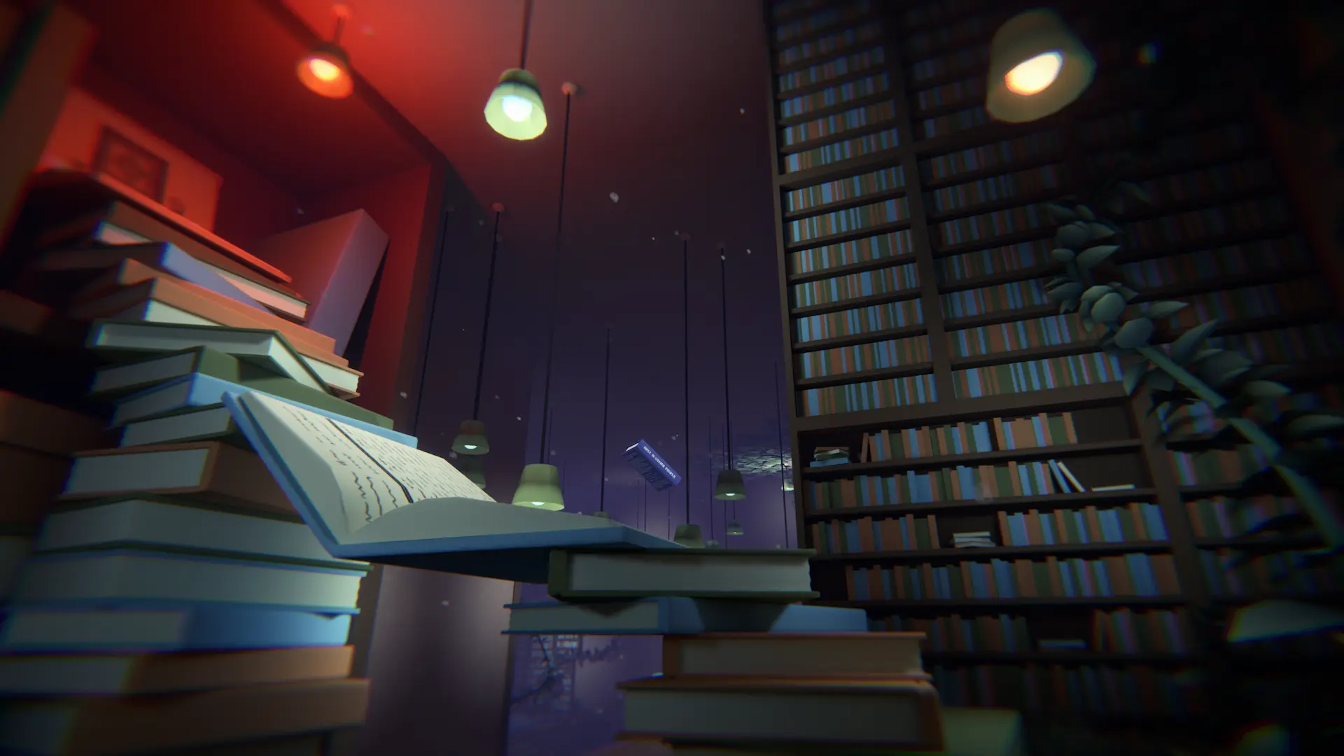 Time To Wake Up - libri giganti fluttuanti in libreria onirica